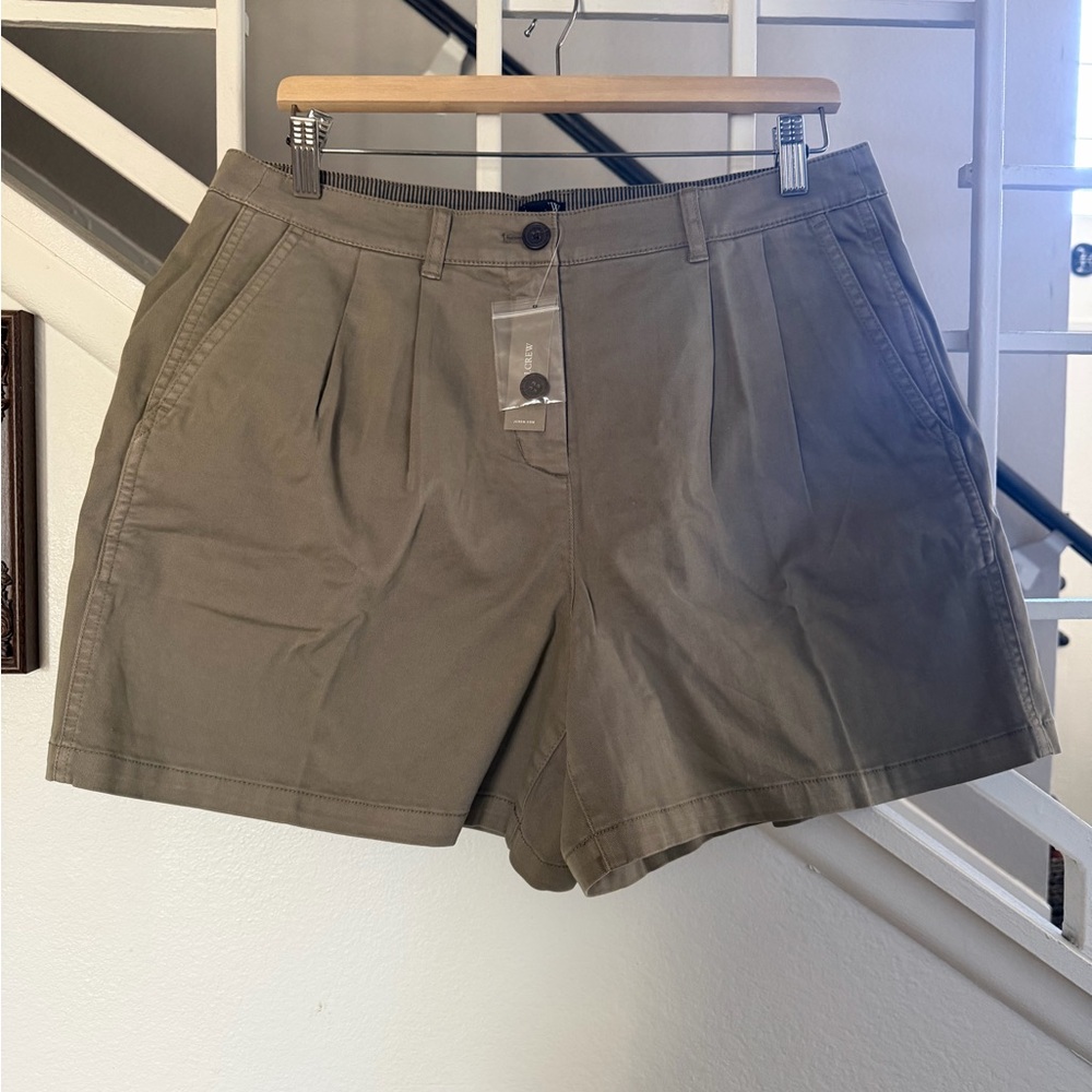 J. Crew Women’s Pleated Twill Shorts in Khaki  - Classic Casual